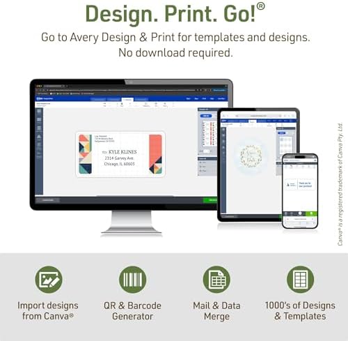 Avery® EcoFriendly Recycled Shipping Labels, 5.5" x 8.5" Half-Sheet Labels, White, Permanent Adhesive, Laser & Inkjet Printers, 20 Total, Great for Mailing, Product Merchandising, and More (48808)