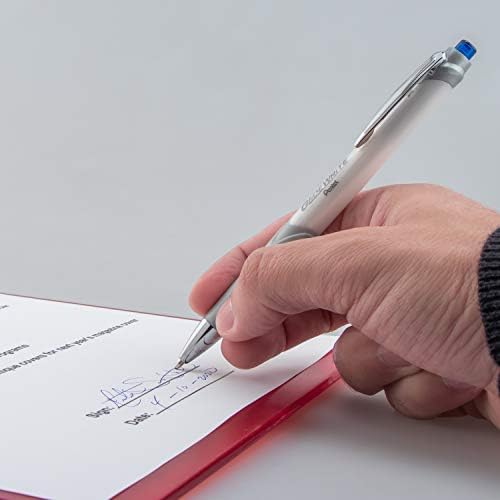 Pentel Glidewrite Signature Ballpoint Pen, Pearl White Barrel, (1.0mm) Medium Line, Black Ink, 12 Pens (BX930W-A)