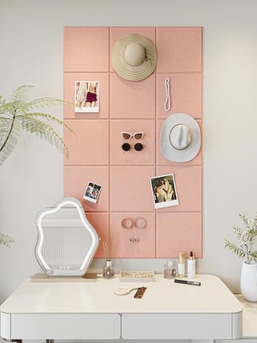 Thick Felt Pin Board Tiles 15 Pack, 11.8x11.8 Bulletin Board for Wall