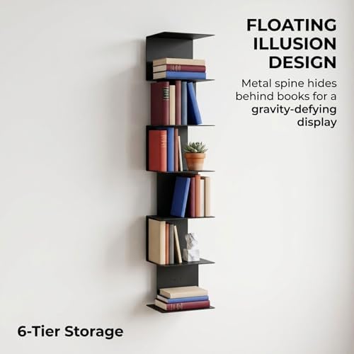Invisible Floating Bookshelf With Metal Spine Wall Mounted Storage For Books And Decor, Space-Saving Display Unit For Home And Office Use(White,Medium)