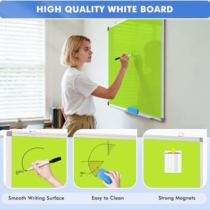 Double-Sided White Board Dry Erase Magnetic Whiteboard Wall 24x18 Green