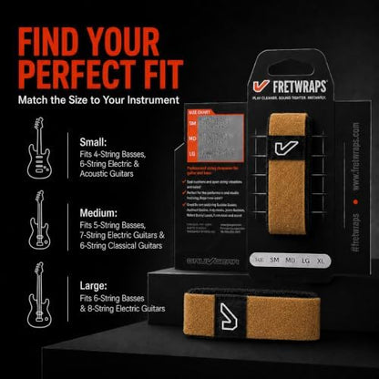 Gruv Gear Fret Wrap & Guitar Mute, Fretwrap for Acoustic, Electric & Bass | String Dampener Recording, Tapping & Practice Accessory (1 Pack, Extra Large Maple, Fits 7-12 String Bass, Extended Guitar