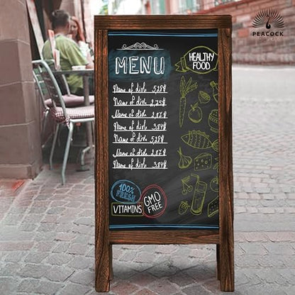 Double-Sided Rustic Magnetic A-Frame Chalkboard Sign for Outdoor and Indoor Use, Magnetic, Black | Sturdy, Stylish, and Versatile; Perfect for Events, Menus, and Business Promotions
