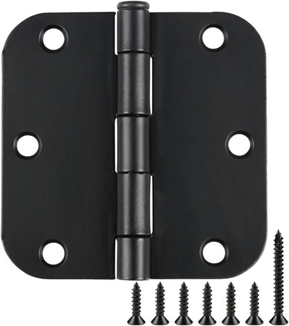 Rounded Door Hinges 3-1/2" x 3.5 inch, 5/8 Radius, Matte Black 3 ½ Inch 12 Pack