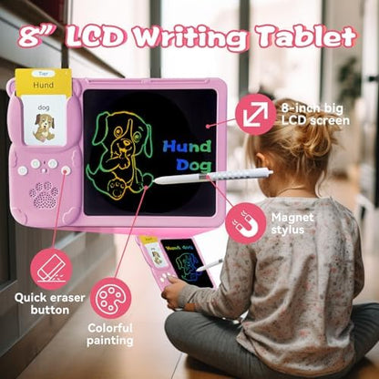 Talking Flash Cards with Writing Tablet - German English, Pink