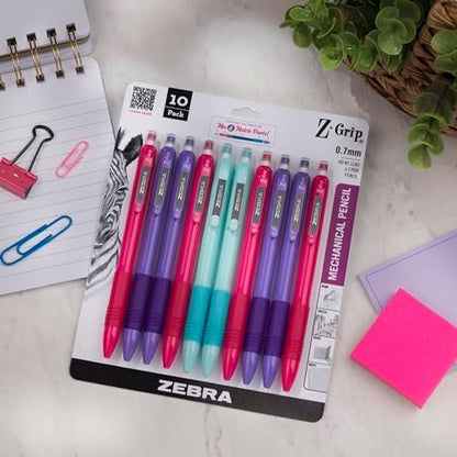 Zebra Pen Z-Grip Mechanical Pencil, 0.7mm #2 HB, Bright Barrels, 10-Pack