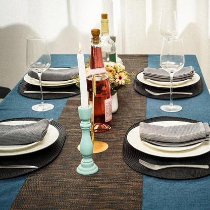 AHHFSMEI Placemats Set of 8 for Dining Table Washable Woven Non-Slip 18x12 inches Placemat Heat-Resistant Durable Table Mats for Dining Table Easy to Clean (Black, 8)