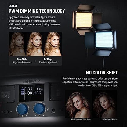 NEEWER RGB1200 RGB LED Video Light Panel with APP/2.4G Control, 60W Studio Photography Lighting 22000Lux@0.5m/1% Precise Min Dimming/360° Full Color/ CRI97+/TLCI98+/2500K-8500K/18 Effect with Barndoor