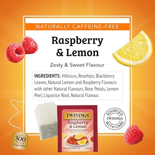 Twinings Raspberry & Lemon Herbal Tea Bags, 20 CT Box (1 Pack)