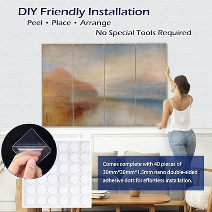 PINWELIFE® Masterpiece Acoustic Art Panels, 8-Pack 12"×16" Sound Absorbing Panels, Decorative Acoustic Wall Art, Noise and Echo Cancelling for Home Studio/Office, Nano Tape Included