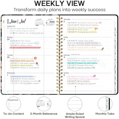 Planner 2026-2027, Weekly & Monthly Academic Calendar, Jul 2026 – Jun 2027