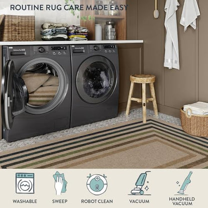 Lahome Modern Geometric Easy Jute Rug, 4x6 Washable Indoor Outdoor Rug