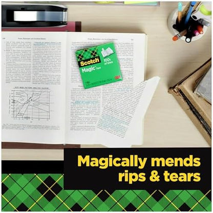 Scotch Brand Magic Tape, Standard Width, Engineered for Office and Home Use, Matte Finish, 3/4 x 1296 Inches, Boxed, 6 Rolls (810-6PK), Transparent