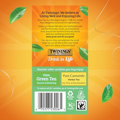 Twinings Pure White Tea Individually Wrapped Bags, 20 Count (Pack of 1), Light & Fresh, Caffeinated, Enjoy Hot or Iced, 20 Teabags