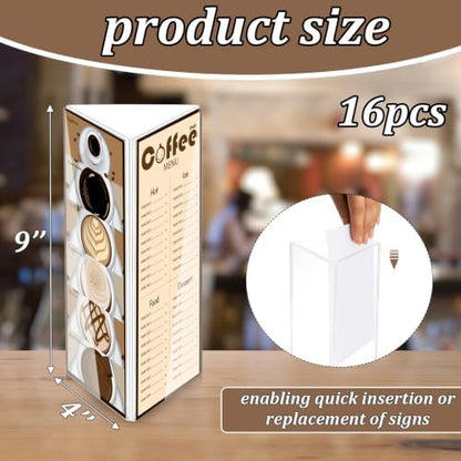 16 Pack 3 Side Table Tent Sign Holder Acrylic, 4 x 9 Inch