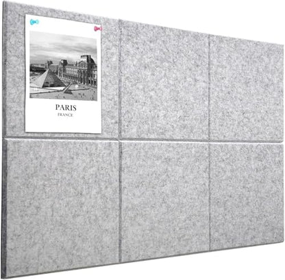 36" x 24" Felt Bulletin Board & Cork Board Alternative, Silver Gray