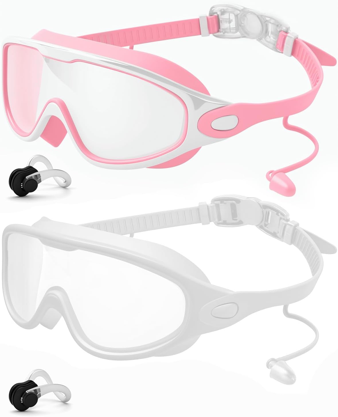 Rantizon Swim Goggles 2 Pack, Wide View Anti Fog&UV Swimming Goggles for Audlt, No Leaking Swim Glasses for Men Women Kids