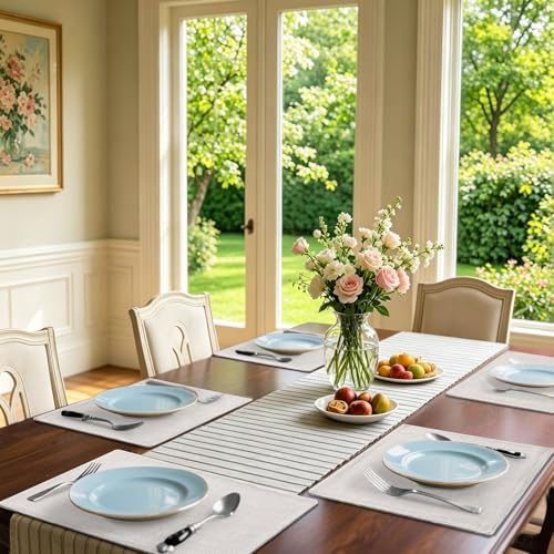 Homaxy Cloths Placemats for Dining Table Set of 4, 13" x 19", Beige