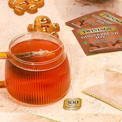 Twinings Gingerbread Joy Holiday Black Tea Bags, 20 CT Box (6 Pack)