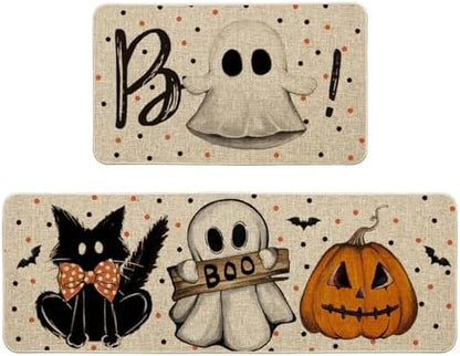 Artoid Mode Ghost Boo Halloween Kitchen Mats Set of 2-17x29+17x47