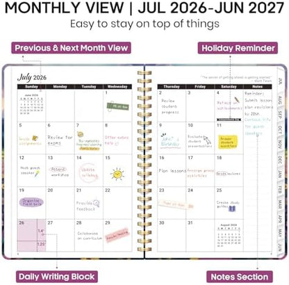 Planner 2026-2027, Weekly & Monthly Academic Calendar, Jul 2026 – Jun 2027