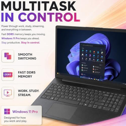 Lenovo V15 Ultra Slim College Student Laptop | 15.6" Anti-Glare FHD Display | Powerful Intel Quad-Core Processor | 16GB DDR5 RAM | 1TB SSD | Wi-Fi 6, Ethernet, HDMI, All-Day Battery | Windows 11 Pro