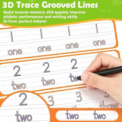 Magic Grooved Writing Practice Books, 96 Reusable Activities, Ages 3-8