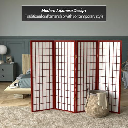 4 ft. Short Window Pane Shoji Screen - Rosewood - 4 Panels