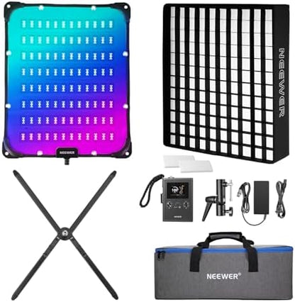 NEEWER 115W Flexible LED Video Light, Studio RGB Panel Light Mat Kit with Softbox APP/2.4G/DMX Control 2500K-10000K 14700lx/0.5m CRI96+, Key Lighting for Photography Streaming Video Recording, FL100C