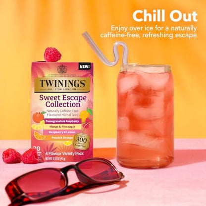 Twinings Sweet Escape Fruity Herbal Tea Variety, 20 Count, Pack of 6