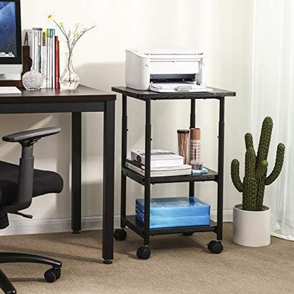 VASAGLE 3-Tier Printer Stand with Locking Wheels, Under Desk Printer Table