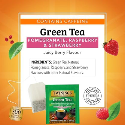 Twinings Green Pomegranate, Raspberry & Strawberry Tea Bags 100 CT (1 Pack)