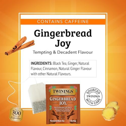 Twinings Gingerbread Joy Holiday Black Tea Bags, 20 CT Box (6 Pack)