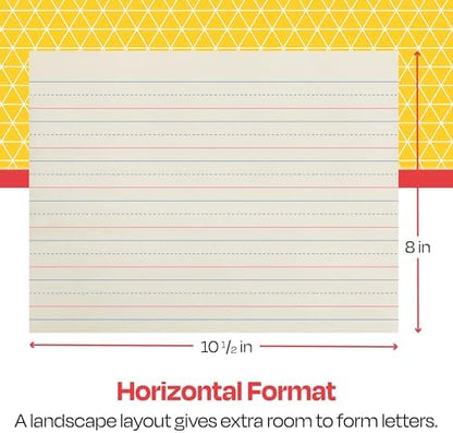 School Smart Zaner-Bloser Writing Paper, Handwriting Practice Lined Paper, Grade 1 Learning, 7/8 Inch Rule, 10-1/2 x 8 Inches, 500 Sheets