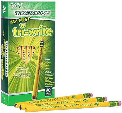 Ticonderoga My First Tri-Write Wood-Cased Pencils (36 Count) and Ticonderoga My First Wood-Cased Pencils (12 Count)