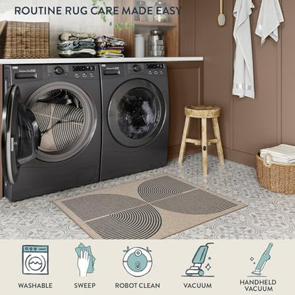 Lahome Rainbow Easy Jute Rug, 2x3 Farmhouse Kitchen Rugs Non Slip