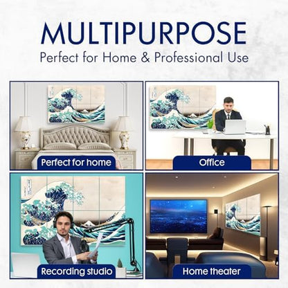 PINWELIFE® Masterpiece Acoustic Art Panels, 8-Pack 12"×16" Sound Absorbing Panels, Decorative Acoustic Wall Art, Noise and Echo Cancelling for Home Studio/Office, Nano Tape Included