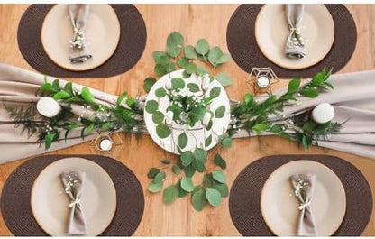 AHHFSMEI Placemats Set of 4 for Dining Table Washable Woven Non-Slip 18x12 inches Placemat Heat-Resistant Durable Table Mats for Dining Table Easy to Clean (Oval Brown, 4)
