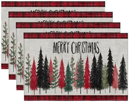 Placemats Set of 4 Washable Linen Place Mats Cloth Table Mats 12x18 Inch