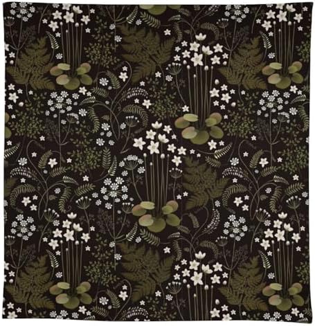 Woodland Field Tablecloth, Rustic Forest Wild Flower Herb Fern Farmhouse Natural Floral Table Cloth for Picnic Party Dining Room Home Decor 55x55in
