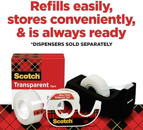 Scotch Transparent Tape with C60 Desktop Dispenser, 3/4 x 1000 Inches