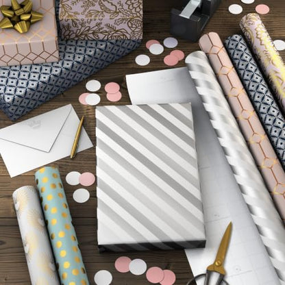 Hallmark Wrapping Paper Rolls, 6 Rolls (Hearts, Dots, Flowers, Stripes)