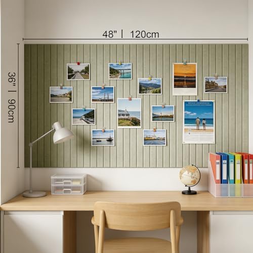 Large Felt Bulletin Board with Self-Adhesive | 12 Pack 48"x36" Cork Board Alternative | Notice Boards with 35 Pushpins, Secure and Easy to Install, Home Office Decor Classroom Decor - Sage Green
