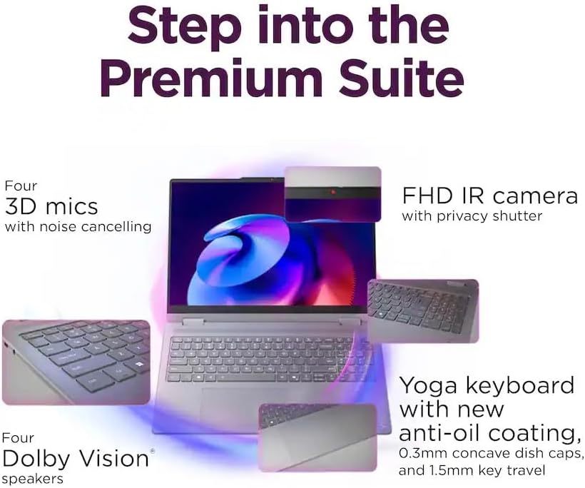 Lenovo Yoga 7i 2-in-1 AI PC Laptop 16" 2K WUXGA IPS Touch, Intel Core Ultra 7 256V, 16GB RAM 2TB SSD, Intel Arc Graphics 140V, Backlit KB, FP Reader, Thunderbolt, Win11, w/USB 3.0 Hub, W/GaLiMu