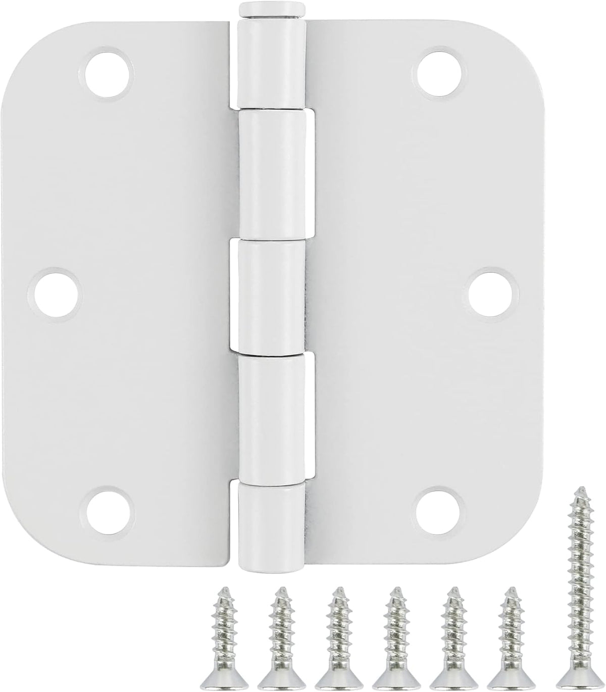 3 Pack White Door Hinges 3.5" Interior Hardware for Doors 3 1/2 Inch Rounded 5/8"Radius Non Removable Pin Bedroom Hinge Bulk Heavy Duty Steel Bisagra De Puerta Blanca Gate Decor Accessories No Squeak