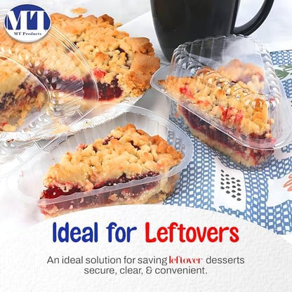 MT Products Hinged Extra Small Plastic Pie, Cheesecake, Cake Slice Container for Small Pies and Cakes (Pack of 20) - Made in The USA