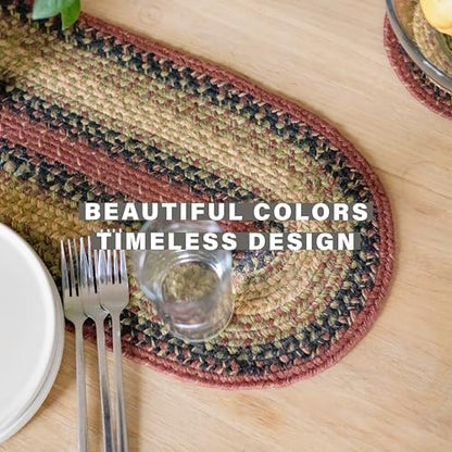 Homespice Highland Jute Braided Table Runner for Cabin Decor, Rect 11x36