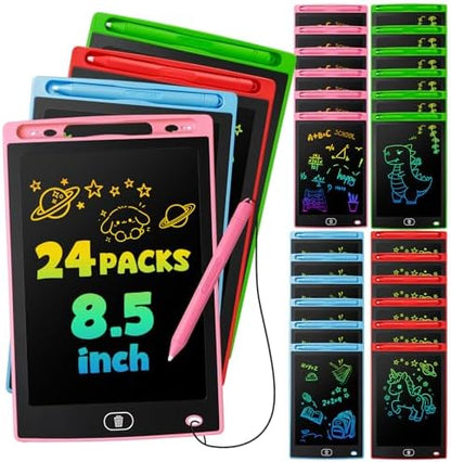 24 Pack LCD Writing Tablet for Kids, Erasable and Reusable Toddler Doodle Board in 8.5 inch, Ideal Educational Drawing Pad for Learning Toy for Ages 3-8 Gifts for Girls Boys