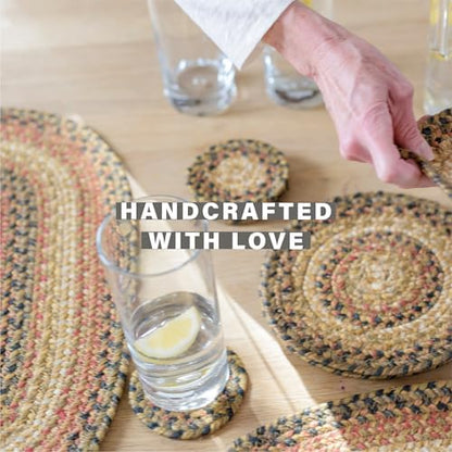 Homespice Russet Jute Braided Trivets Ideal as Hot Pads, Round 8" Set of 3