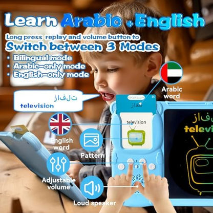 Writing Drawing Tablet with Talking Flash Cards - Arabic Blue